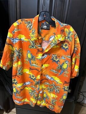 Margaritaville Orange Parrot & Palm Short-Sleeve Camp Shirt